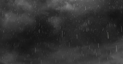 Image of heavy rain falling over lightning and stormy grey clouds background Stock Photos