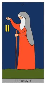 The image of the hermit of tarot card Stock Illustration