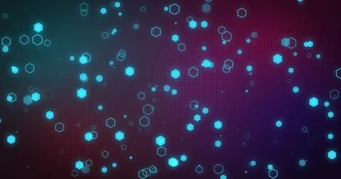 Image of hexagonal icons on dark background Stock Photos