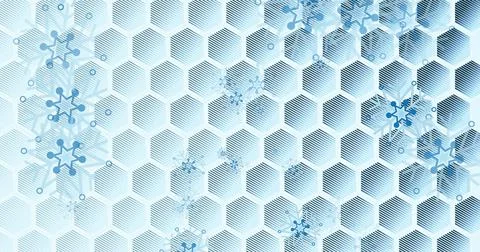 Image of hexagons pattern, snowflakes and lens flare with bokeh effect in Stock Photos