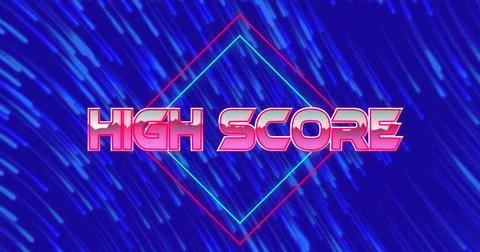 Image of high score text over neon pattern background Stock Illustration