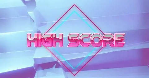 Image of high score text over blue shapes Stock Illustration