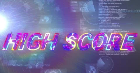 Image of high score text over scope scanning and data processing イラスト素材