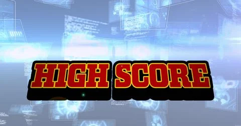 Image of high score text over scope scanning and data processing イラスト素材