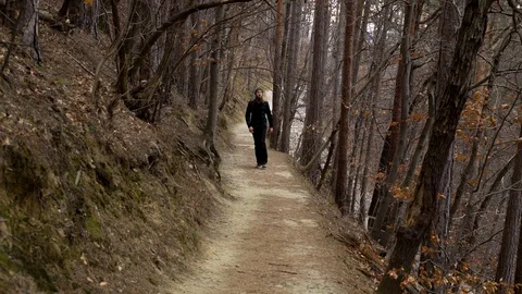 Image of hipster man hiking trail in the mountain, Zagreb, Croatia. Vídeo Stock 104520980
