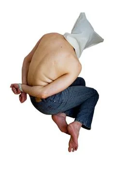 Image of an hostage tied-up and blindfolded. Stock Photos