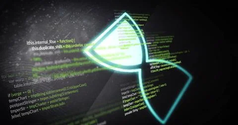 Image of hourglass and digital data processing over black background Illustrazione stock