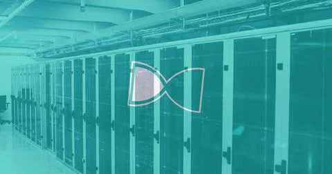 Image of hourglass loading and data processing over computer servers Illustrazione stock