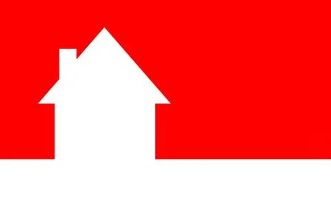 An image of a house on red background Stock Photos