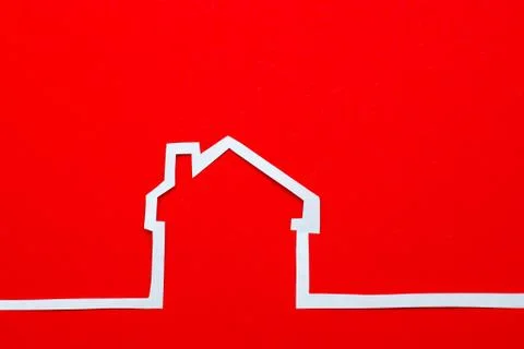 An image of a house on red background Stock Photos