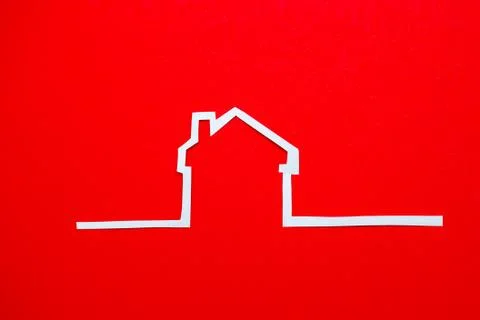 An image of a house on red background Stock Photos