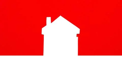 An image of a house on red background Stock Photos