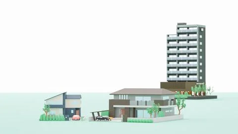 Image of housing consisting of 3D illustration. Stock Illustration