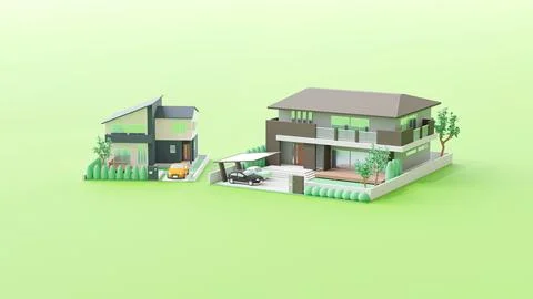 Image of housing consisting of 3D illustration. Stock Illustration