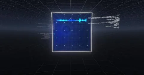 Image of hud interface screens with graphs and computer language moving on Stock Photos