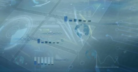 Image of hud processing with financial data on digital interface Stock Photos