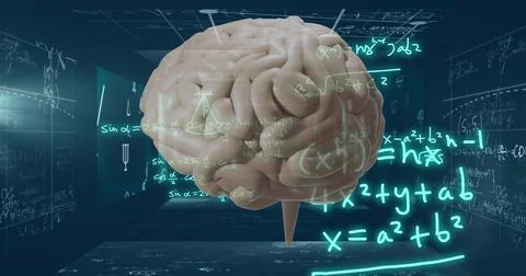 Image of human brain, ai mathematical data processing Stock Illustration