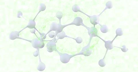 Image of human brain and molecules spinning Illustrazione stock