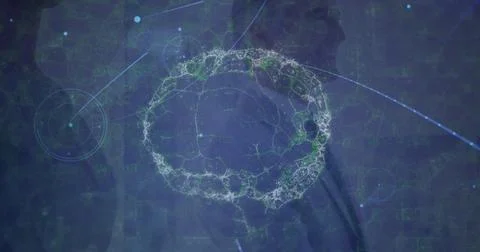 Image of human brain spinning over network of connections Stock Photos