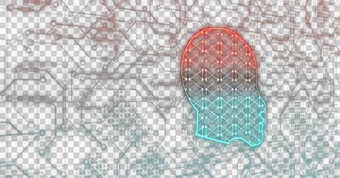 Image of human head over network of connections, created using generative ai Illustrazione stock