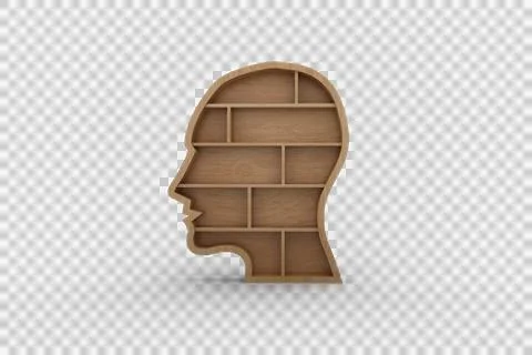 Image of human head shaped bookcase with empty shelves Stock Illustration