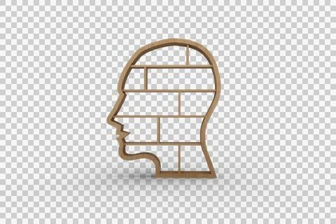 Image of human head shaped bookcase with empty shelves Stock Photos