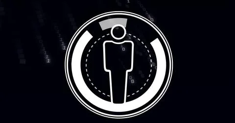 Image of human icon over binary coding 스톡 사진