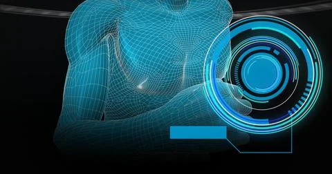 Image of human running with scope scanning and data processing Stock-Illustration