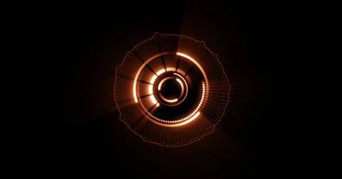 Image of hypnotic motion of glowing orange concentric circles Stock Illustration