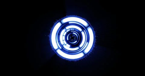 Image of hypnotic motion of glowing white and blue concentric circles Stock Illustration