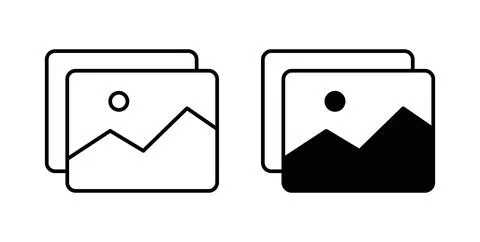 Image icon collection in black, Line icons, flat symbols Stock Illustration