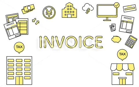 Image icon frame of the invoice system and text of the invoice ...