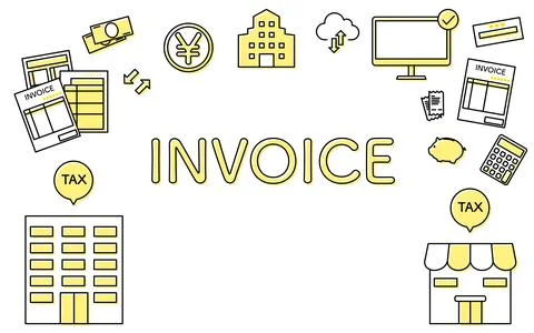 Image icon frame of the invoice system and text of the invoice Stock Illustration
