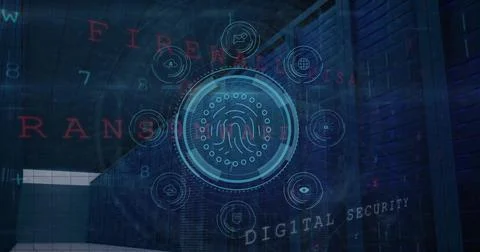 Image of icons and data processing over computer servers Stock Photos