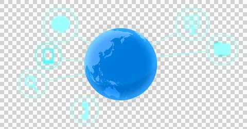 Image of icons and globe with data processing over transparent background Stock Illustration