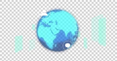 Image of icons and globe with data processing over transparent background 스톡 일러스트