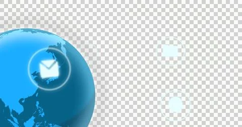 Image of icons and globe with data processing over transparent background Ilustração Stock