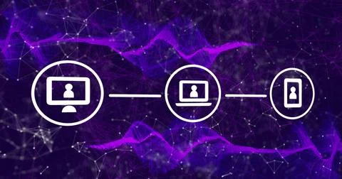 Image of icons, data processing and network of connections Foto stock