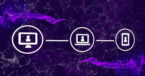 Image of icons, data processing and network of connections Foto stock