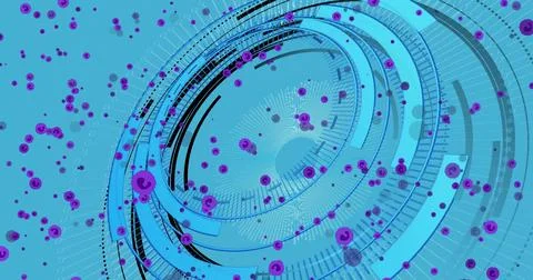 Image of icons, digital data processing over scopes イラスト素材
