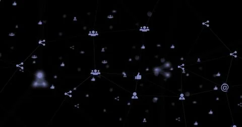 Image of icons floating on black background Illustrazione stock