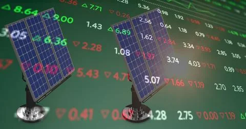 Image of icons over statistics Foto stock