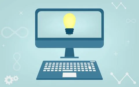 Image illustration to gain knowledge through online learning etc. Stock Illustration