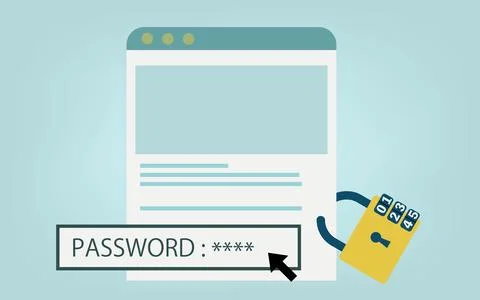 Image illustration of a password-protected web page イラスト素材