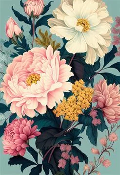 Image of illustration, pattern floral and pastel, flower background, Made .. Stock Illustration