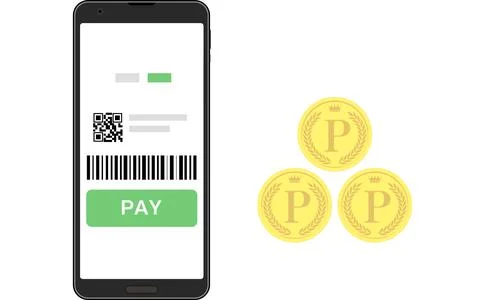 Image illustration set where points are redeemed by using smartphone payment Stock-Illustration