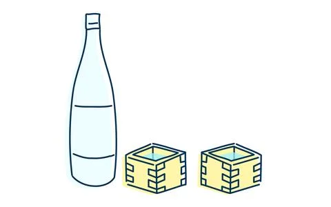 Image illustration of two people drinking sake Stock Illustration
