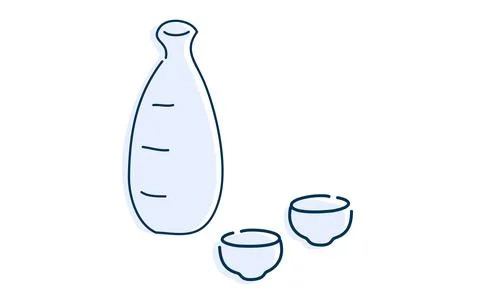 Image illustration of two people drinking sake Stock Illustration