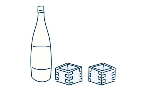 Image illustration of two people drinking sake Stock Illustration