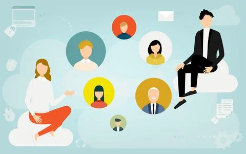 Image illustrations that connect with people using the cloud system Stock Illustration